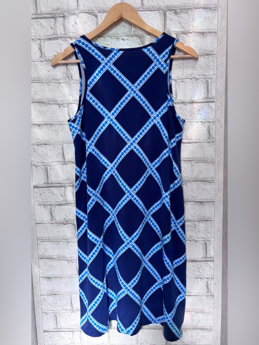 Hatley Navy and Sky Blue Sleeveless Geometric Midi Dress - Picture 3 of 3